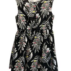 Gymboree Black, Green, and Pink  100% Cotton Leaf Print Sleeveless Dress Size 10
